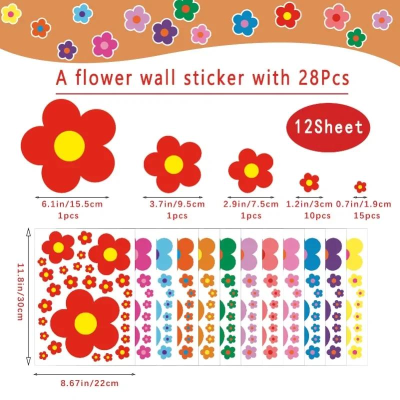 Colorful Flower Wall Sticker for Car Glass Baby Room Wall Decals Living Room Children Home Decor Bedroom Decoration 1Pcs Cartoon