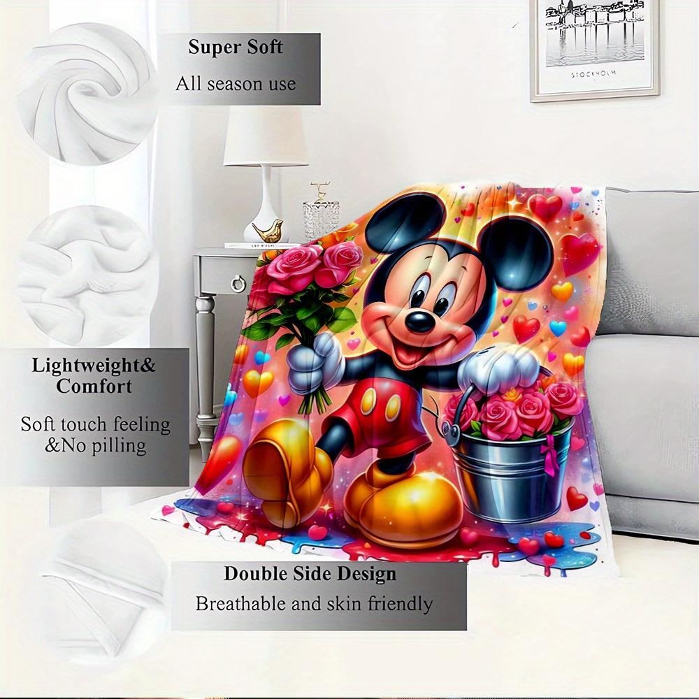 1pc Pieces flannel Mickey floral pattern bed blanket, Valentine's Day gift, home decoration, soft and comfortable