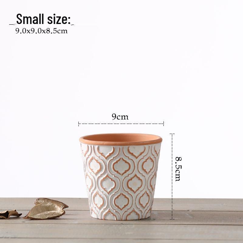 Red Clay Breathable Minimalist Terracotta Flower Pot with Feet for Succulents and Pothos - Round Design, Free Shipping