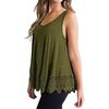 Women Vest Sleeveless Round Neck Lace Hem Solid Color Plus Size