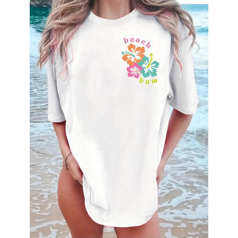 Women's Floral Off-Shoulder Short Sleeve Round Neck Casual Top Spring Summer Fashion