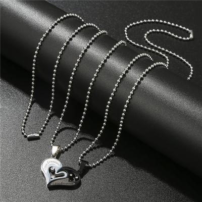 Couple  I Love You Valentine's Day Gift Stainless Steel Matching Letter Pendant for Lovers  Women Pendant Necklace