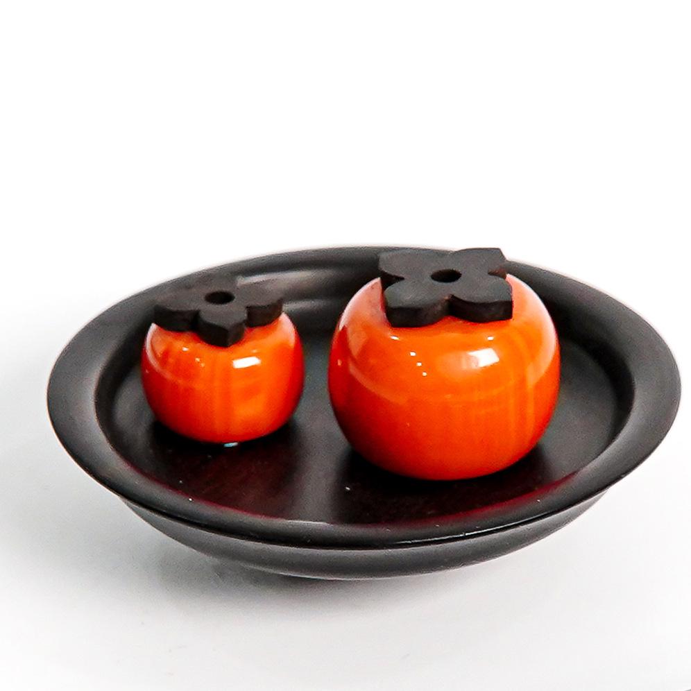 Persimmon Ruyi Sandalwood Incense Burner - Zen Style Wooden Incense Holder Set