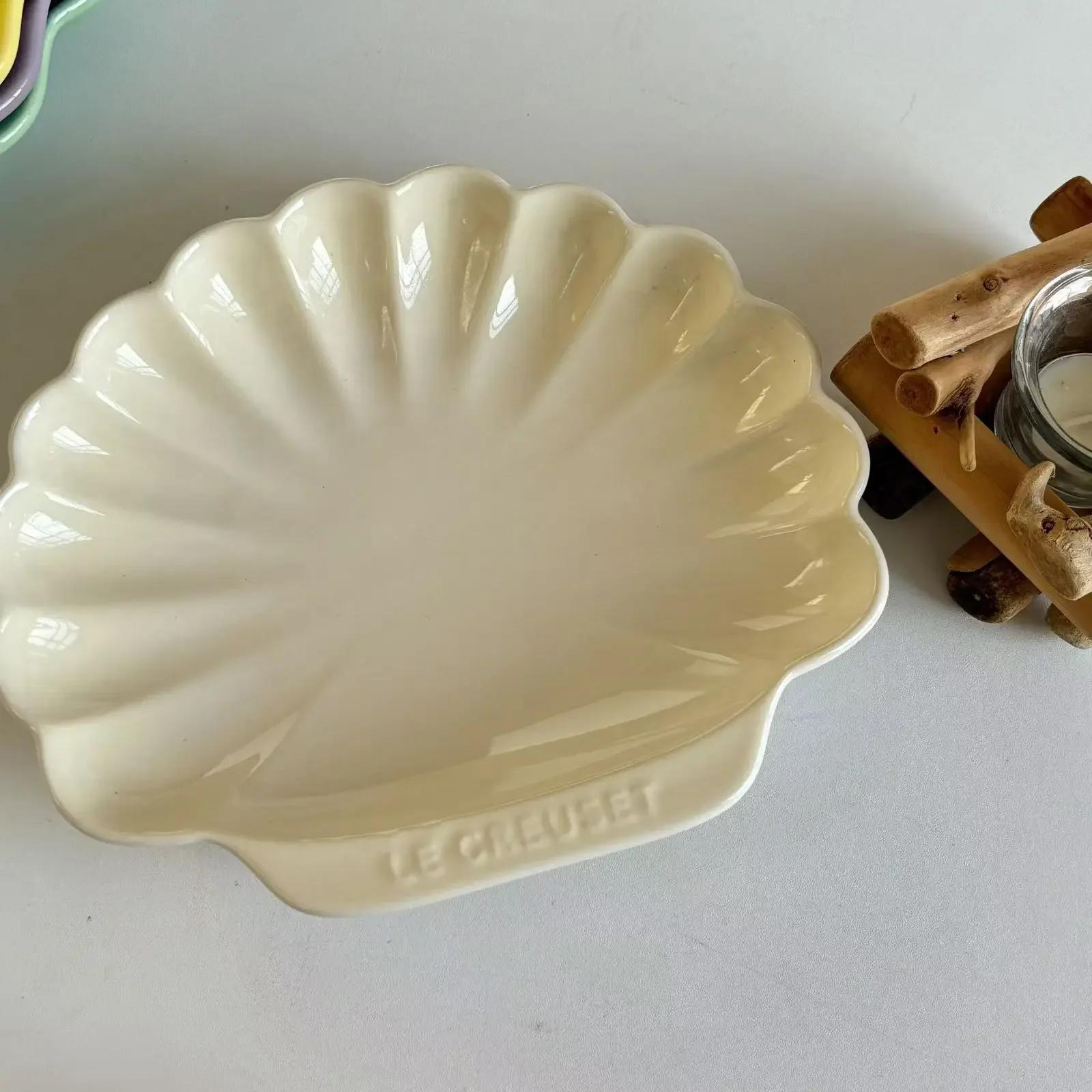 

Тарелка в форме ракушки, серия French Color Ocean, керамический фарфор, бытовая посуда для ресторана, кухни, столовые приборы 23cm 4cm