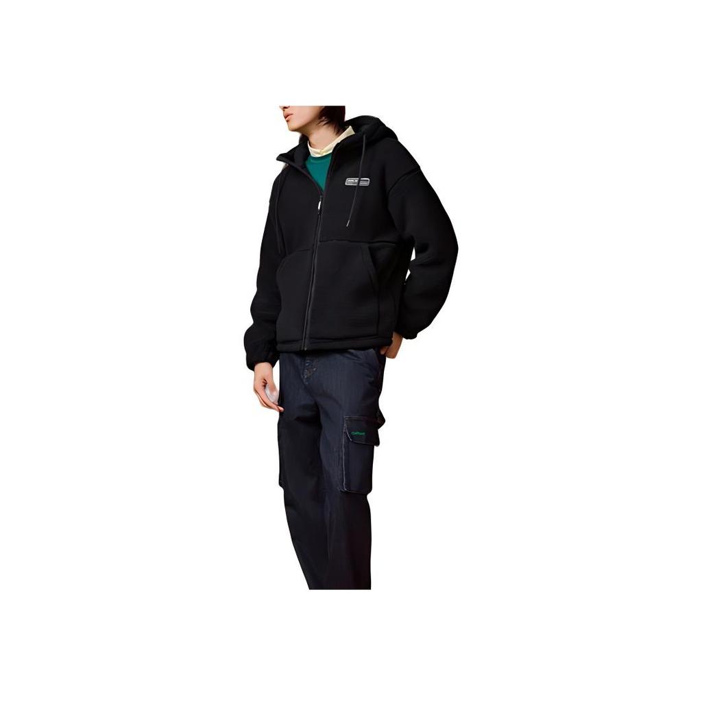 Skechers Sports Lifestyle Series New Style Academy Series Hooded Zipper Thermal Warm Fleece Jacket Unisex Jacket Carbon-Black P424U030-0018