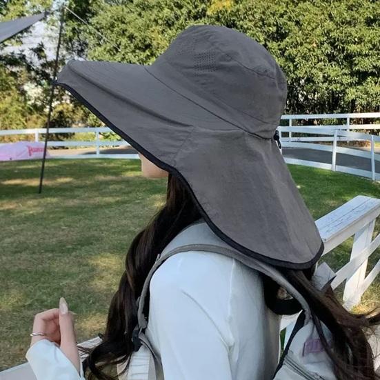 Fisherman Hat Wide Brim Shawl Design Big Head Circumference Quick-Drying Hat Extra Large Brim Neck Shawl Sun Protection Hat