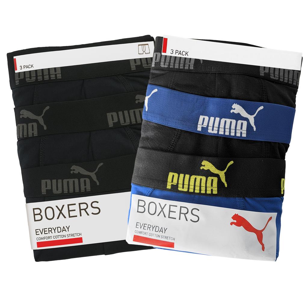 Puma Men' Boxer Shorts 6 Pack Cotton Panties Black Blue Mix Size