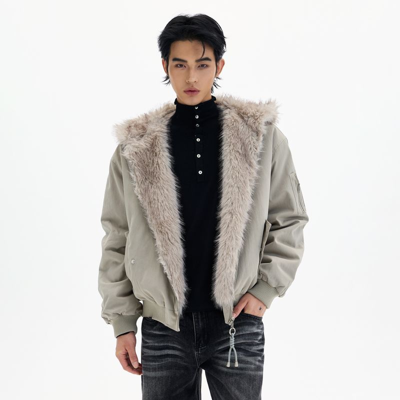 Kisko Winter Trendy Brand Reversible Flight Cotton Jacket for Men and Women with a Sense of Design, Warm and Thick Hooded Coat