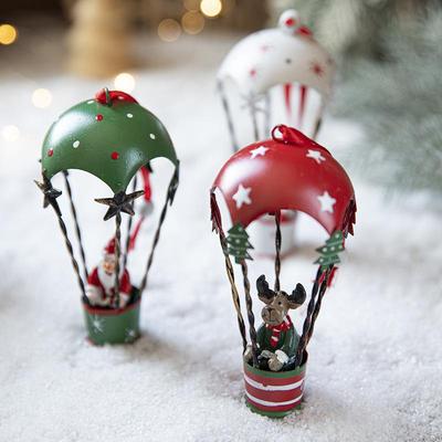 Ornament de Crăciun cu manoperă fină delicată, pictat manual, de colecție, decor de Crăciun cu balon cu aer cald de agățat