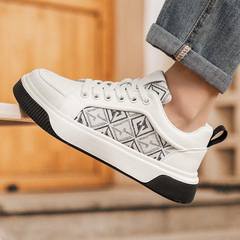

Men s shoes 2025 new summer breathable casual board shoes platform white shoes trend versatile youth sports shoes 39