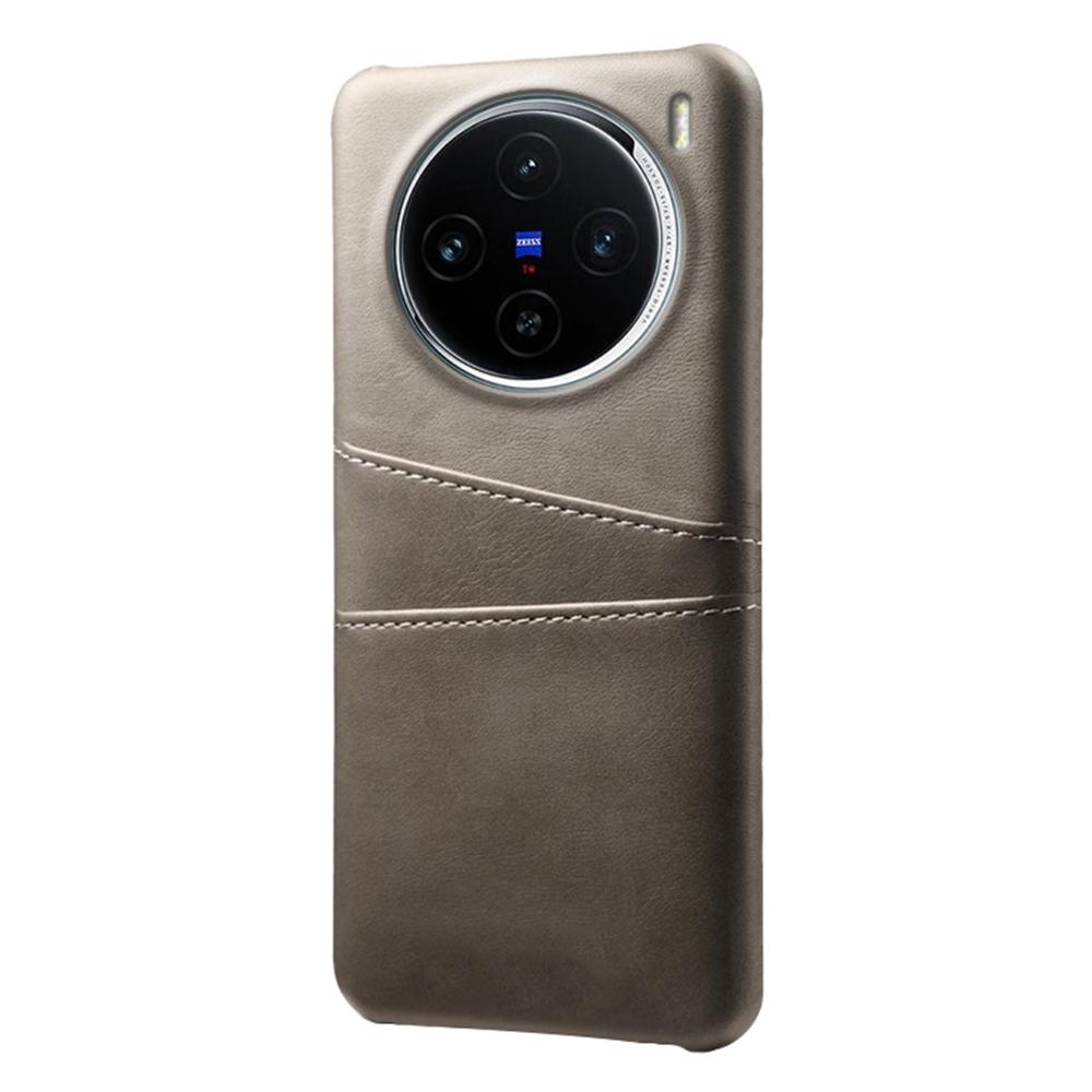 For vivo X100 5G Phone Case Leather Coated PC Cover with Dual Card Holder