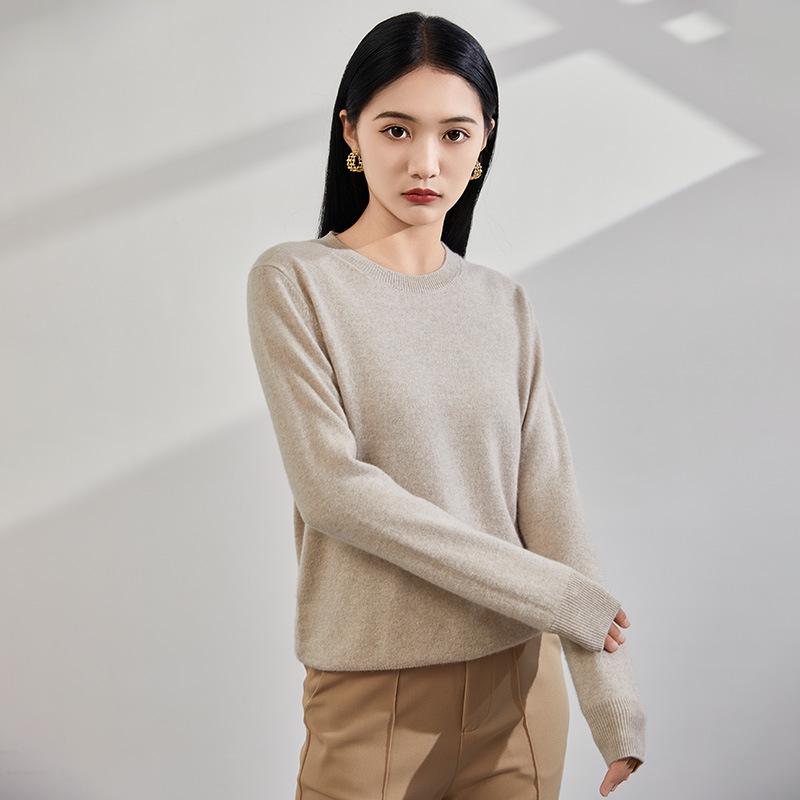 2024 Autumn/Winter Women's Pure Cashmere Round Neck Sweater - Versatile Casual Knit Pullover