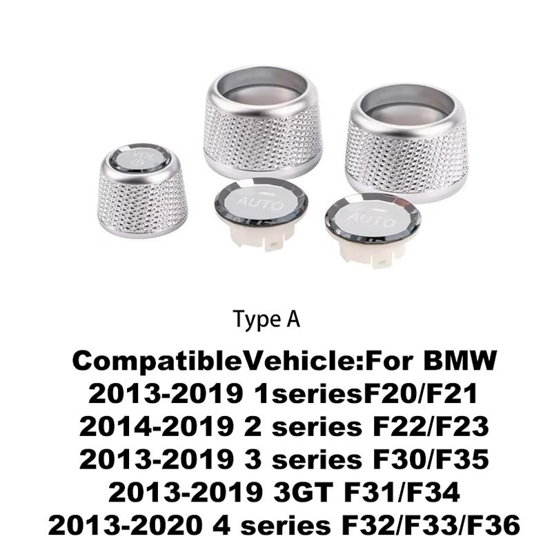 Premium Crystal Volume & AC Knob Covers for BMW F30 F10 F25 F15 F02 G30 G01 G02 Interior Air Conditioning Control Knob Button