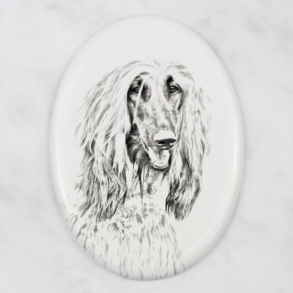 Afghan Hound, Tazi - Commemorative Plaque with a Photo of a Dog, Tombstone with a Print, Personalized Oval Plaque from the Art-Dog Brand