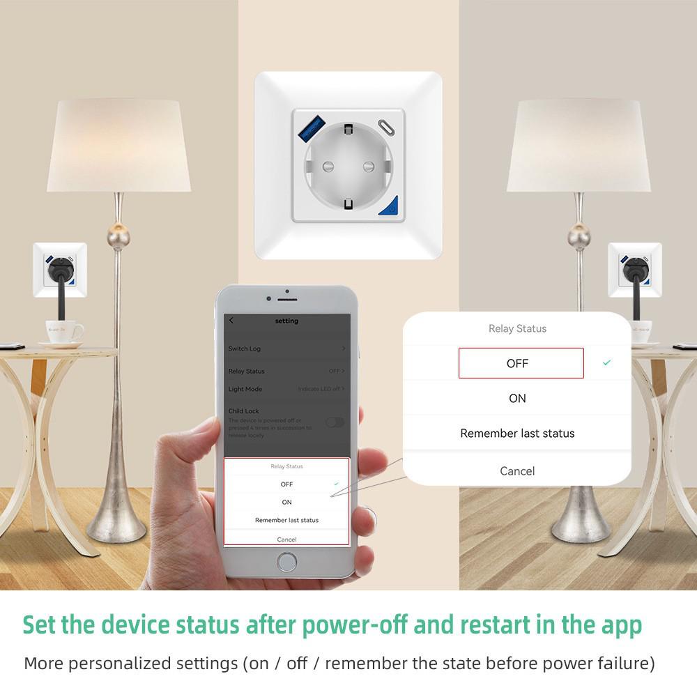 EU Wireless WiFi Smart Socket with Alexa Voice Control & USB Fast Charging