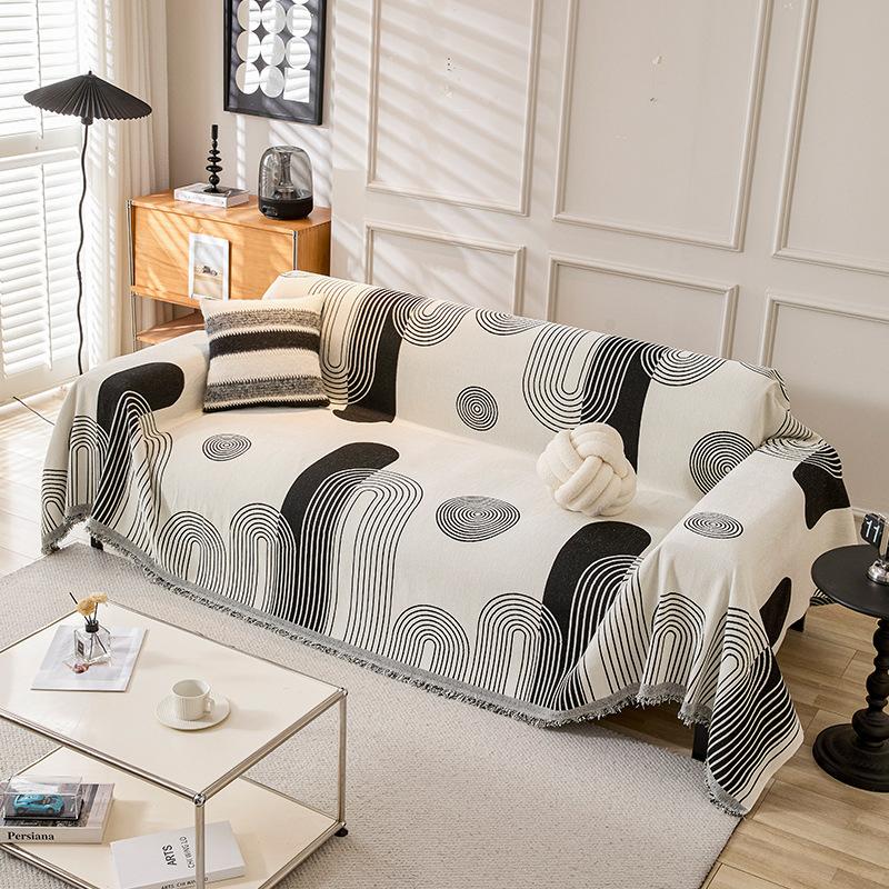 Modern Minimalist Geometric Line Sofa Throw Chenille High Quality Sofa Cover