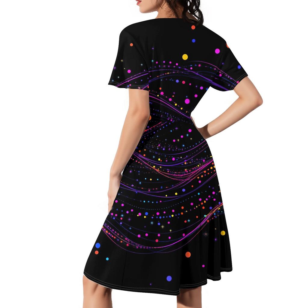 Damen Freizeitmode V-Ausschnitt Ärmellos Druckkleid