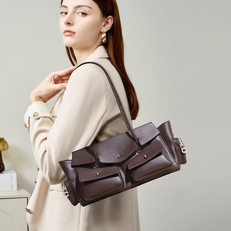 Women's Bag, New Retro Style Large-capacity Armpit Bag, Leather Versatile Multi-pocket One-shoulder Portable Locomotive Bag