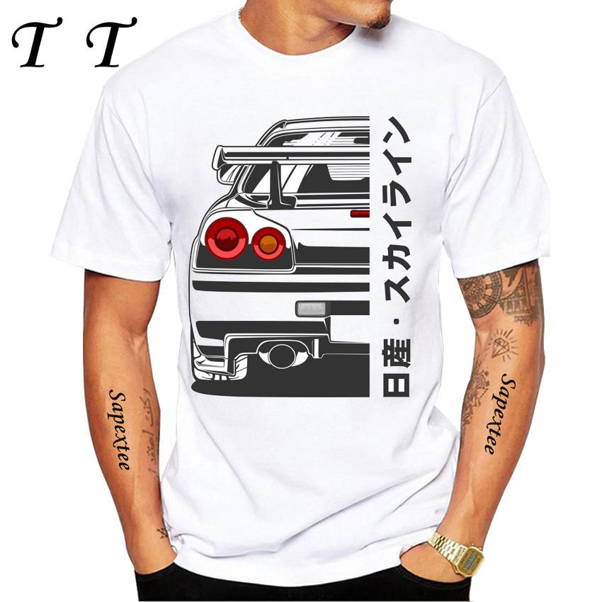 Tričko s ilustrací Skyline R34 GTR V Spec Half Front Nové Letní Pánské Krátký Rukáv Japonské Klasické Auto Ležérní Chlapecké Trička Topy