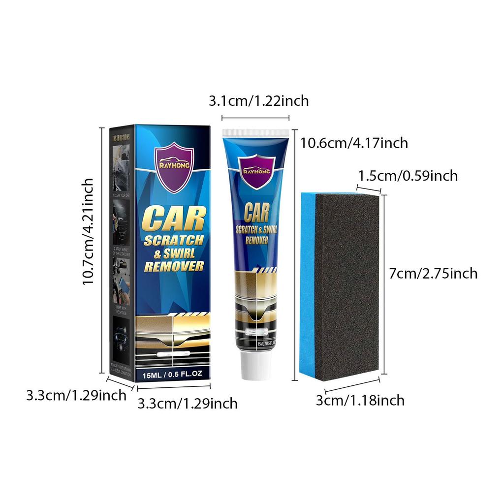 Rayhong Car Scratch Repair Cream Suitable for Car Maintenance Scratch Removal Polishing Varnish Wide Adaptability Simple Operation Restore Luster 1PC