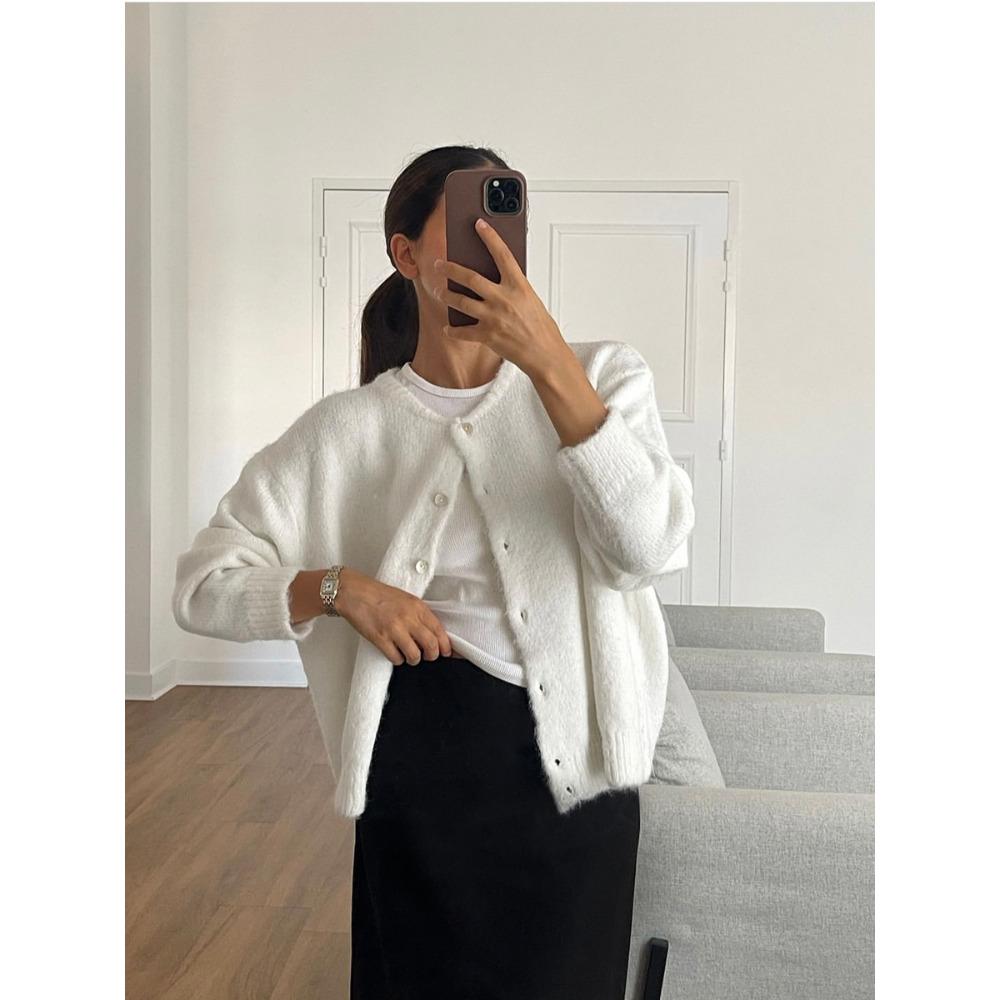 Hirsionsan Κομψό Πουλόβερ Μακρυμάνικο Γυναικείο 2025 Νέο Μάλλινο Μονόκουμπο Γυναικείο Καθημερινή Ζακέτα Μαλακό Ελαστικό Πλεκτό Εξωτερικό Ρούχο