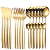 Luxunry 24Pcs Gold Dinnerware Flatware Set Silverware Stainless Steel Dinenr Knife Fork Coffee Spoon Home Tableware Cutlery Set
