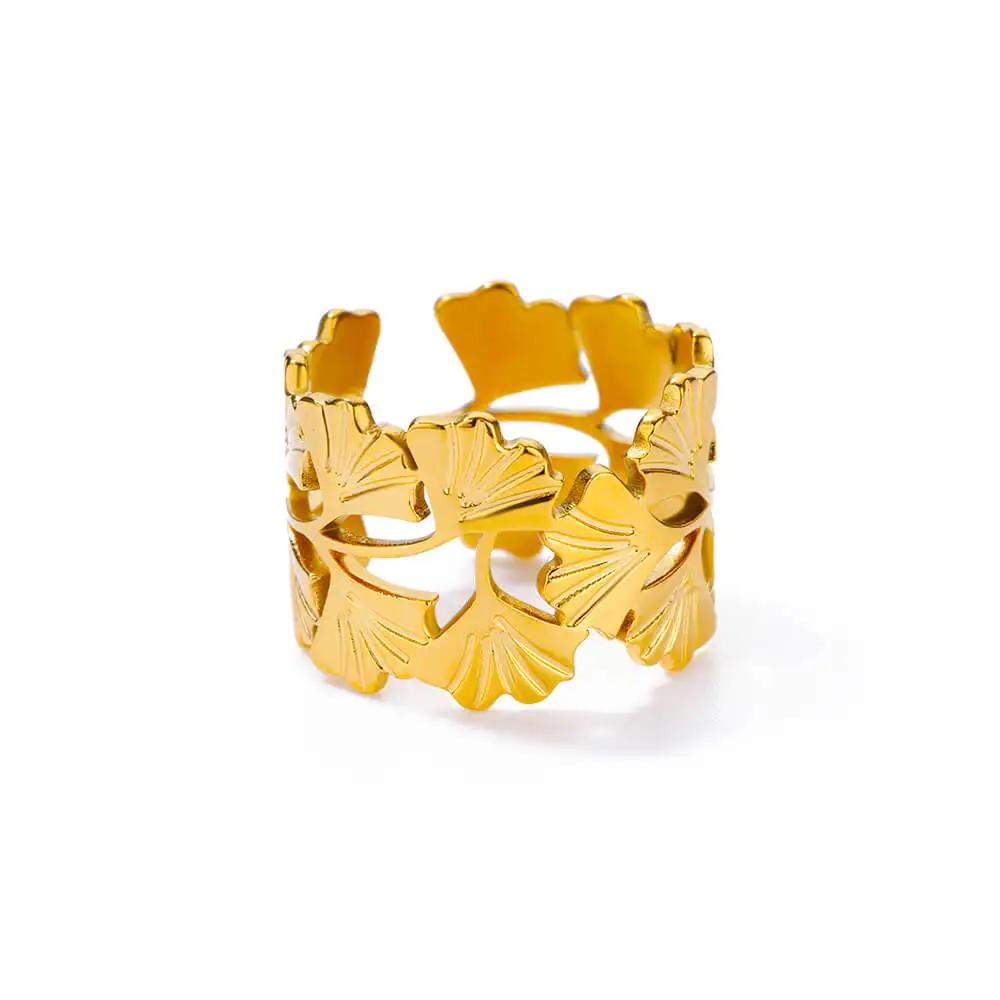 Stainless Steel Rings for Women Gold Color Star Open Ring Fashion Charm Zircon Waterproof Wedding Accessories Birthday Gifts