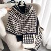 Women Retro Houndstooth Knitted Scarf Headscarf Elegant Ladies Warm Scarve Mujer Party Business Formal Wrap Shawl New Winter