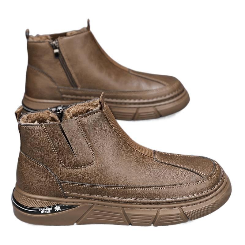 Martin boots winter velvet warm cotton shoes high top leather shoes labor insurance short boots