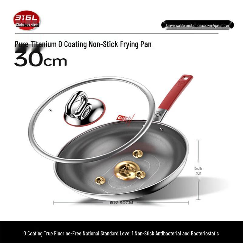 

KOBACH 30cm Real Titanium 316L Stainless Steel Non-stick Wok