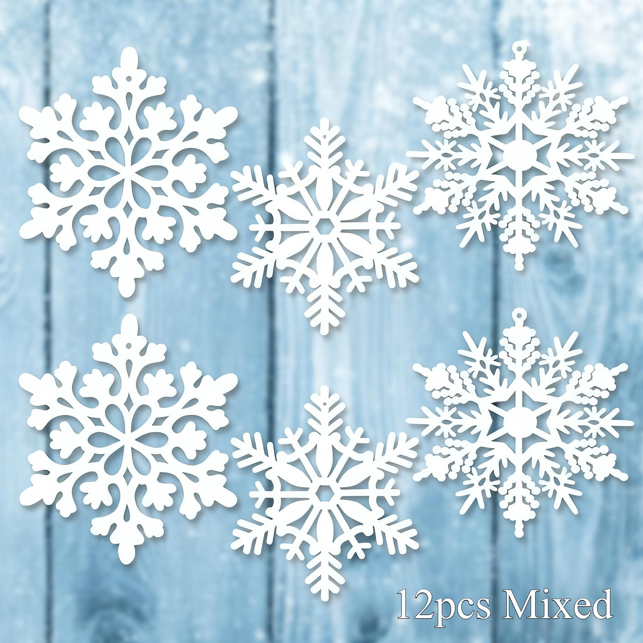 

Набор из 12 больших белых снежинок - Прочная бумага, Подходит для украшения рождественской елки и Зимней страны чудес