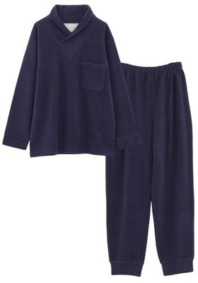 SUIMIN CARE Kadın ve Erkek Unisex Pamuk Astarlı Polar Pijama, Uzun Kollu, Düz Renk, Kışlık, Bedenler XS, S, M, L, LL (S, Donanma)