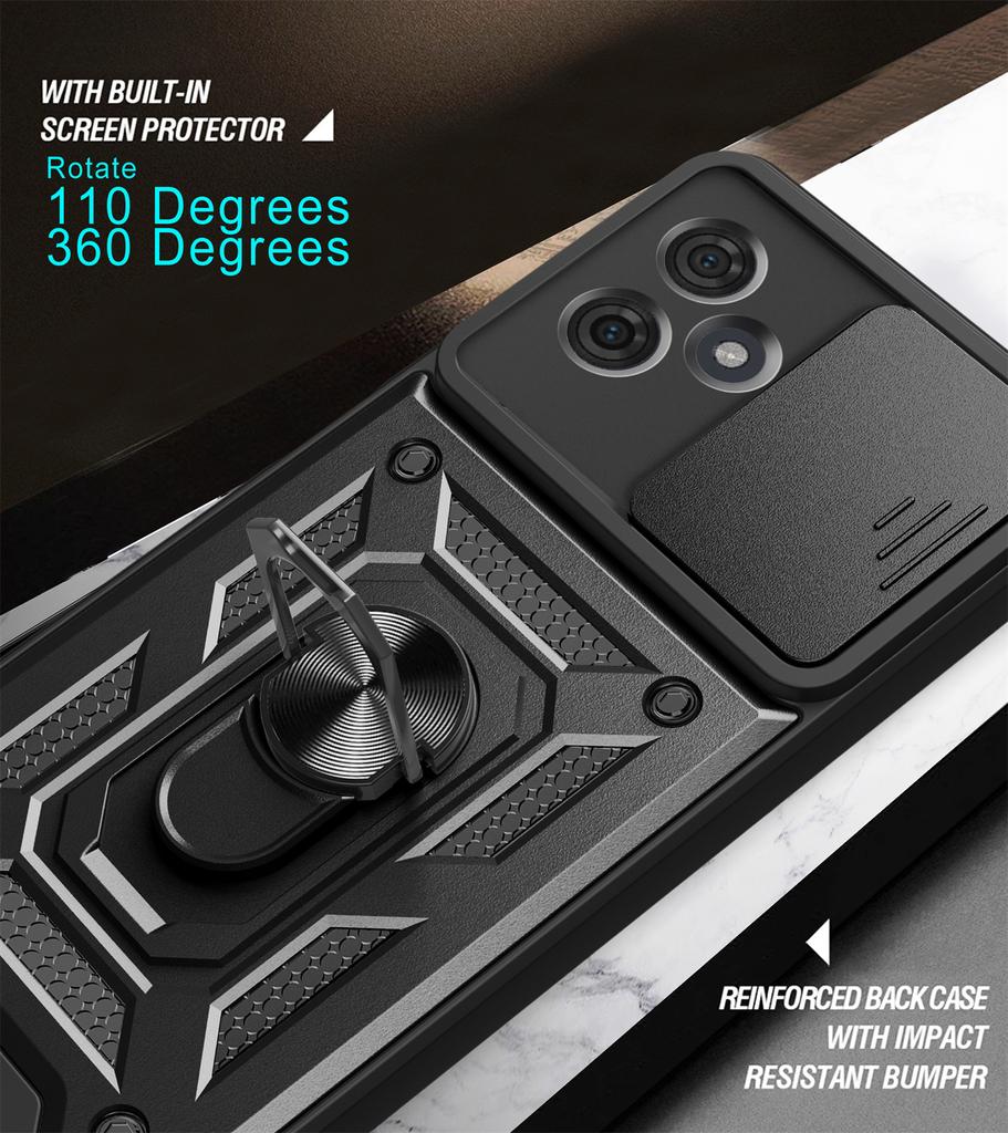 Coque For Motorola Moto 54 Case Push Window Lens Coverage Ring Bracket Etui For Motorola Moto G54 5g Military Heavy Duty Cover