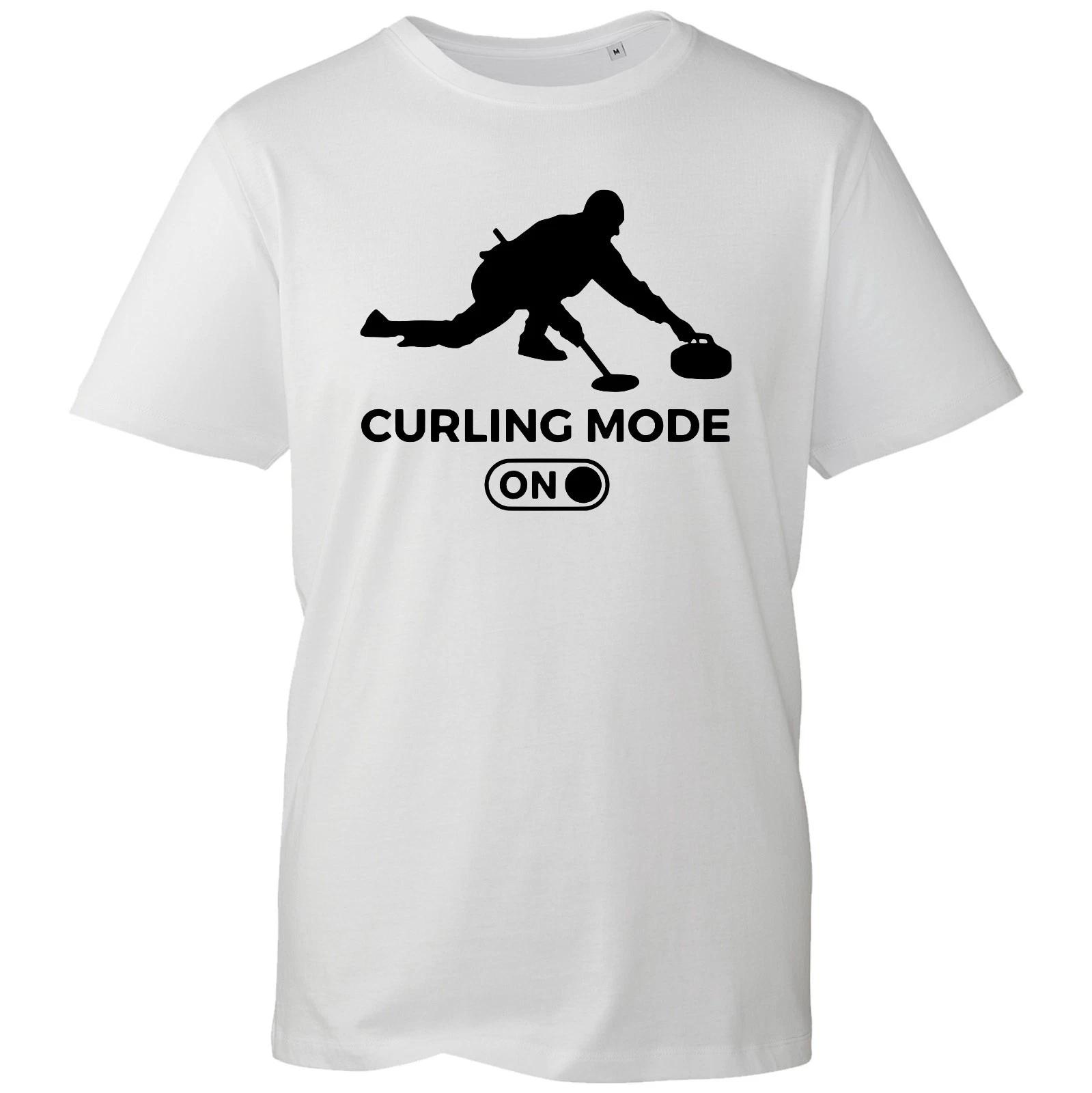 

Curling Mode ON T-shirt Indoor Winter Sports Ice Game Top Mens Unisex Gift Tee 2XL
