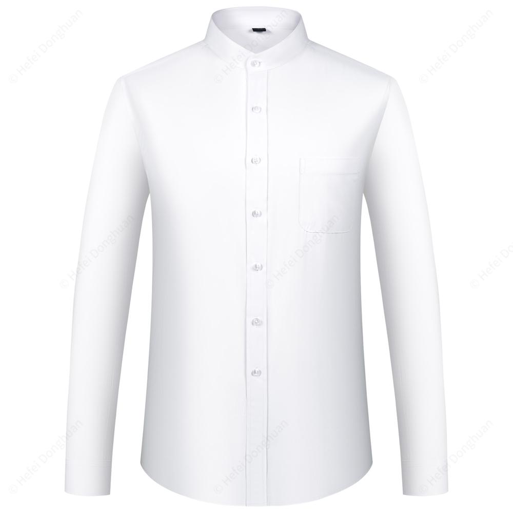 

Мужская рубашка с длинным рукавом, воротником-стойкой, накладным карманом на груди, классические рубашки для деловых мероприятий 39 белый