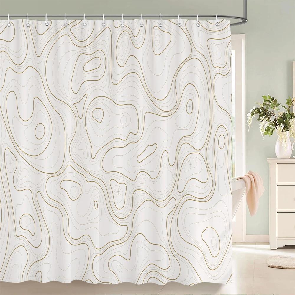 Gradient Marble Ink Texture Shower Curtain Waterproof Colorful Abstract Geometry Bath Curtain Bathroom Decor Curtain With Hooks