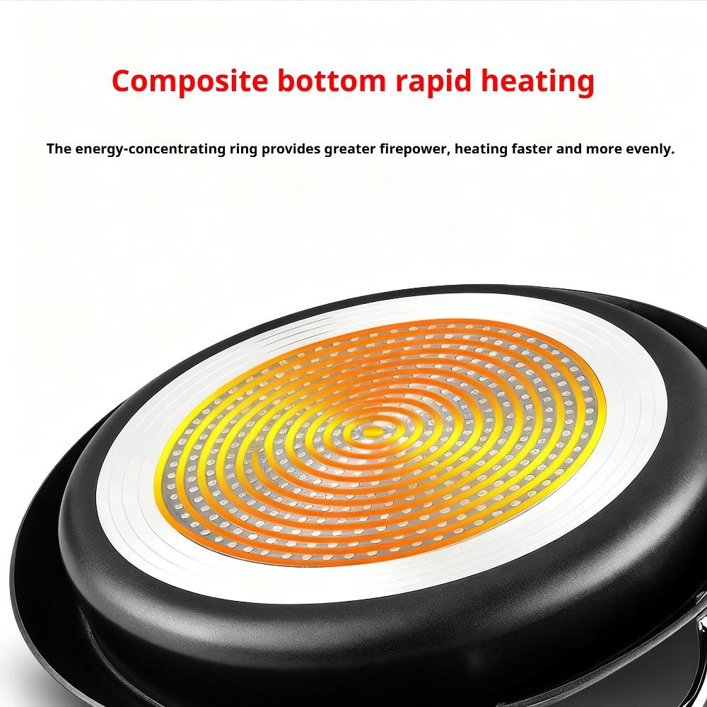 KOSUN Korean Style Frying Pan Round Double Ear Seafood Stew Pot Nonstick Durable Stir Fry Rice Cake Pot for Household Cooking