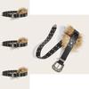 Unique Pu Leather Waist Belt Artificial Fur Design And Carved Needle Buckle For Street Style Fans