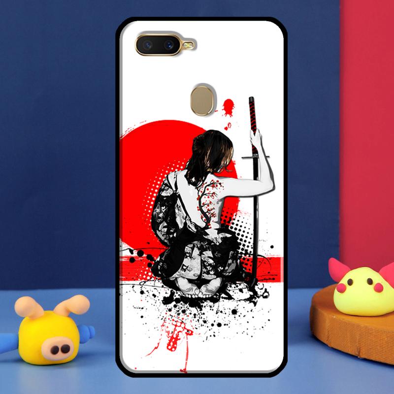 Anime Girl Samurai Case For Oppo A16 A76 A96 A58 A78 A98 A5 A9 A91 A15 A17 A77 A52 A72 A74 A94 A54S A57S Cover