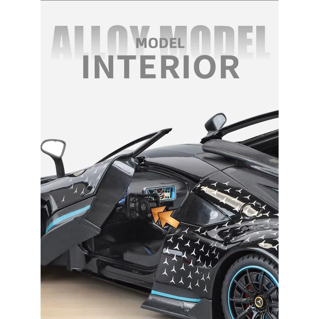 Modello di auto sportiva in lega Benzs One in scala 1/18 Diecast Metallo Concept Veicoli da corsa Modello di auto Simulazione suono e luce Giocattoli per bambini Regalo