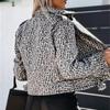 2025 Nová podzimní a zimní dámská móda Leopardí potisk Dlouhý rukáv Krátká bunda