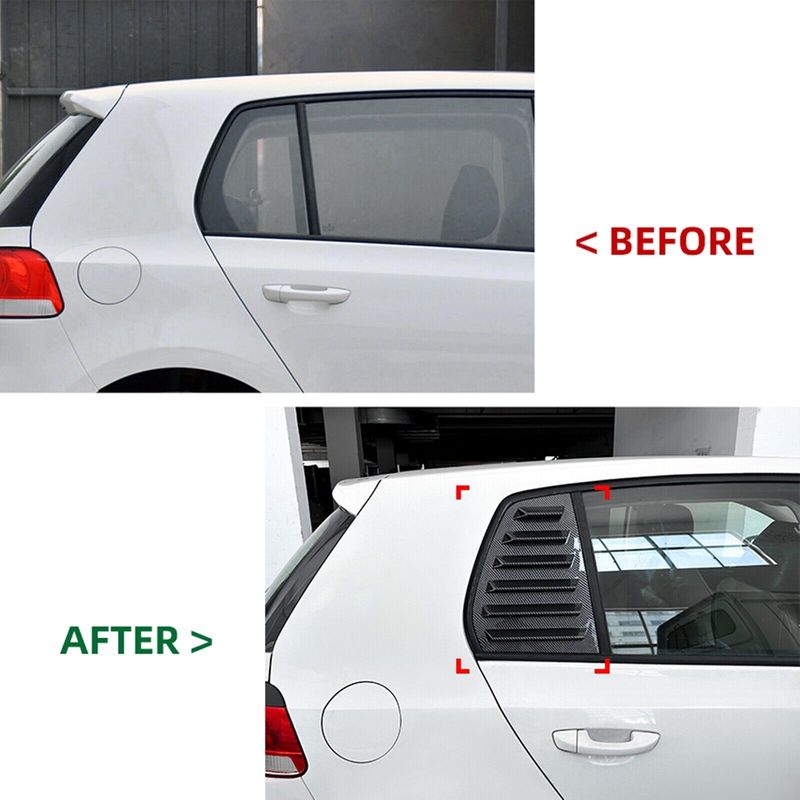 For VW Golf 6 MK6 2008 2009 2010-2012 ABS Plastic Rear Window Quarter Louver Scoop Cover Side Vent Trim Car Adhesive Accessories