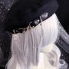 Beret with Metal Chain Painter Hat Cabbie Hat Grandpa Hat for Autumn Winter