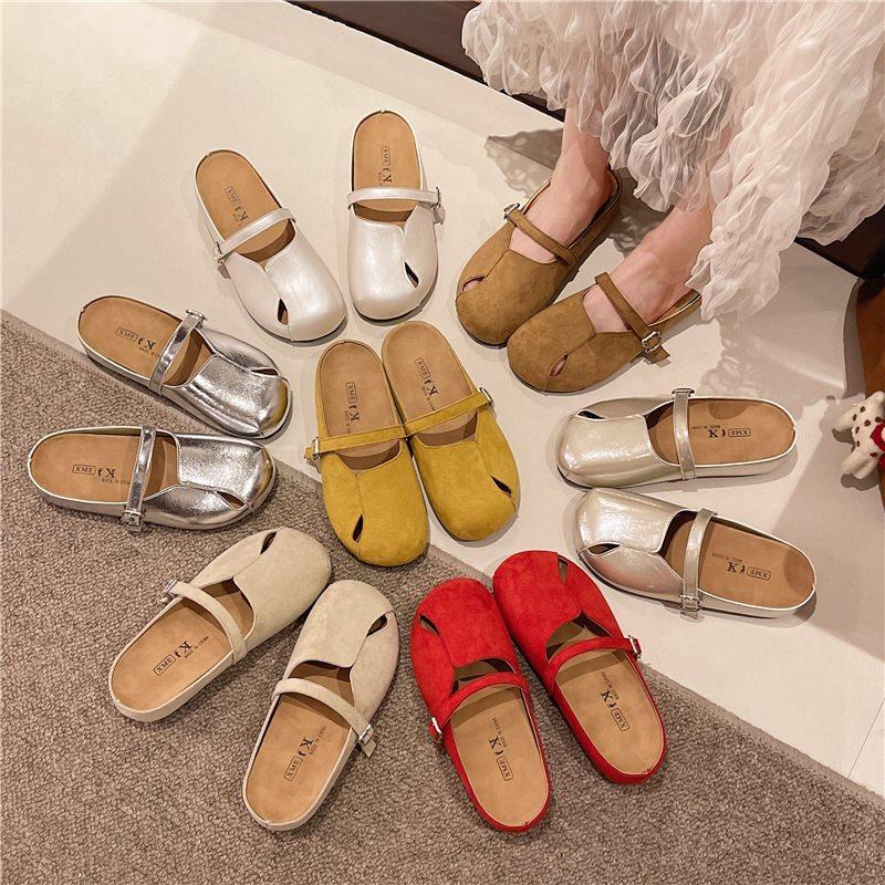 Inner Heightening Bag Head Half Slippers Women'S Summer Outer Wear French Retro Versatile Sandals One Pedal Lazy Shoes