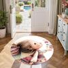 Girl Round Area Rug Suitable for Study Room Playrooms Bedrooms Foyer Antislip Round Carpet Decorate Offices Gift for Festivals