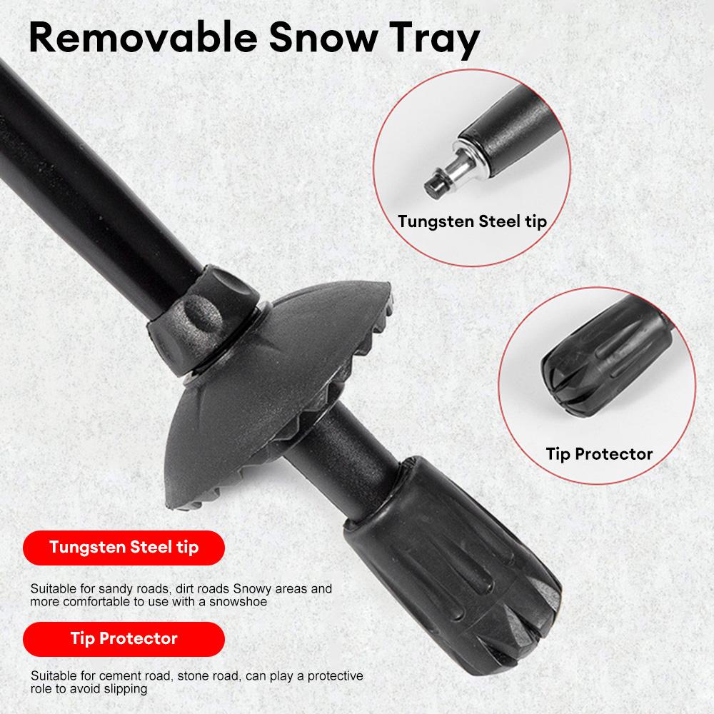 מקל טרקים מתקפל 5 חלקים סגסוגת אלומיניום מקל הליכה מקל טיפוס חיצוני קני הליכה לקשישים עם תיק אחסון