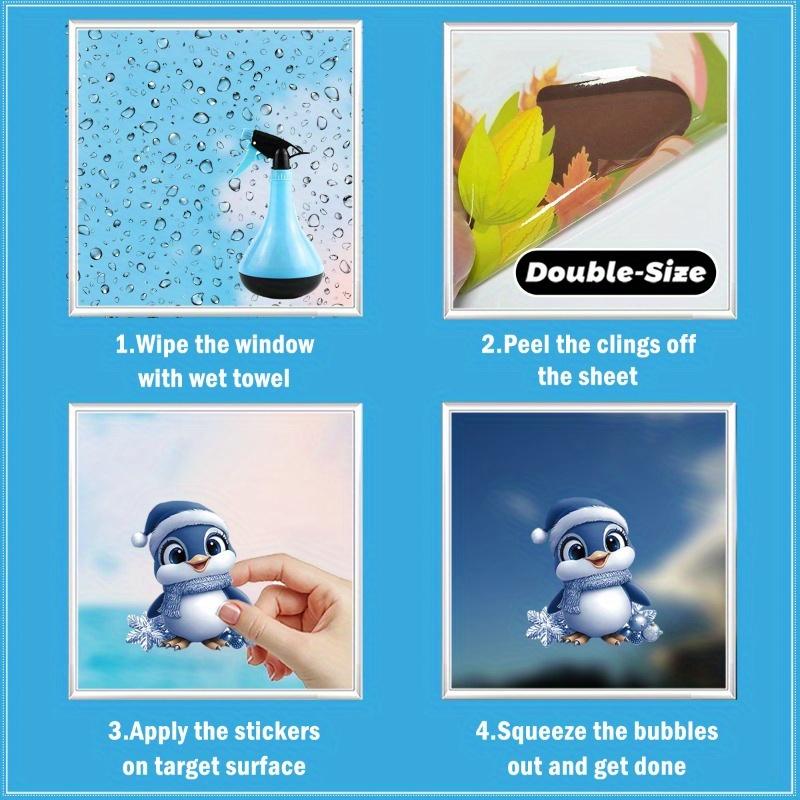 9 Sheets Christmas Window Clings Decorations - Cute Funny Double-Sided Static Stickers for Glass Windows, Perfect Decorations