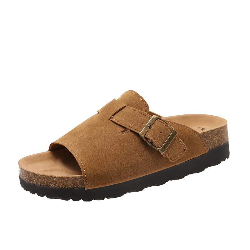 

New Women s Suede Clogs Classic Cork Slippers Leather Mules Men Cork Footbed Sandals Comfort Beach Shoes with Arch Support 42