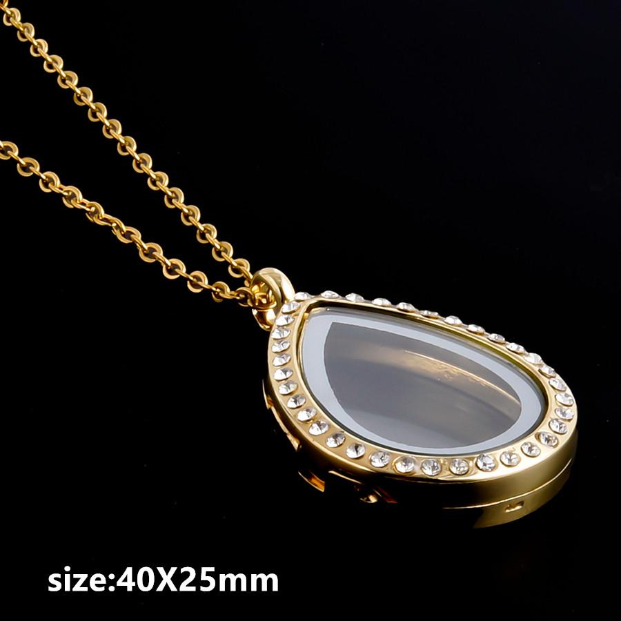 1pcs Alloy Pendant Magnet Locket Necklace Water Droplet Rectangle Heart Necklaces For Women Men DIY Photo Stainless Steel Chains