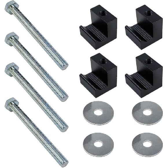 Truck Tool Box Mounting Kit Aluminum Alloy J Hooks Pickup Universal Fit Toolbox Tie Downs Crossover With Screws And Washers (4 Packs Black)